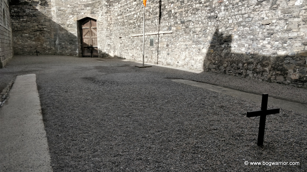 Stonebreaker's yard in Kilmainham Gaol with both crosses